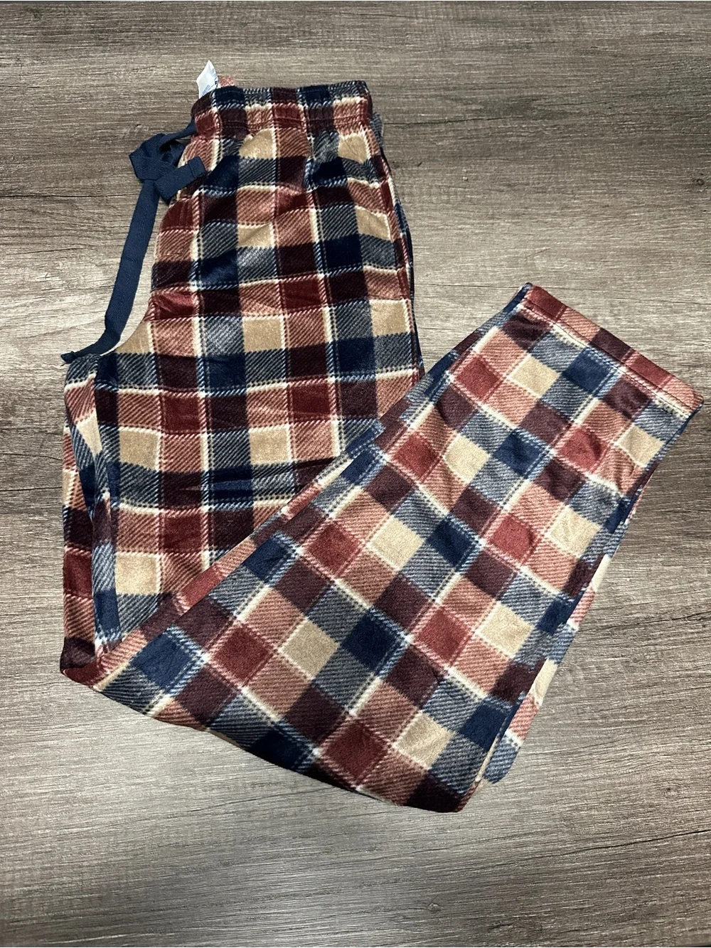 Fruit of the Loom Men's Plaid Fleece Joggers - Navy, Burgundy, Tan